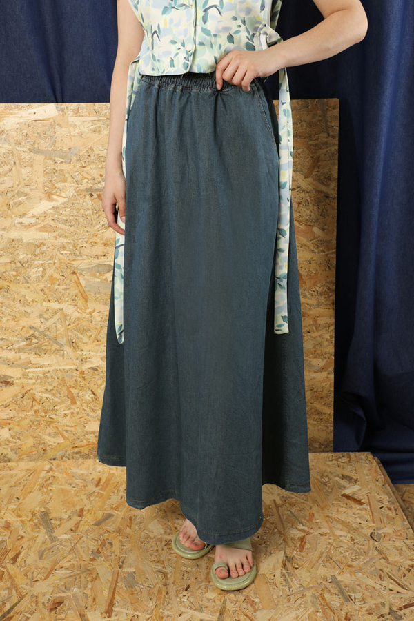 Kloş Denim Etek Koyu Mavi - 3