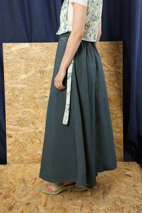 Kloş Denim Etek Koyu Mavi - 5