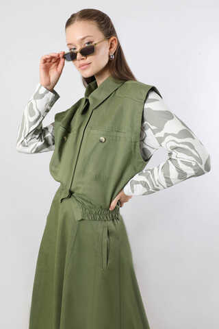 Lastikli Yelek Etek Takım Haki - 2