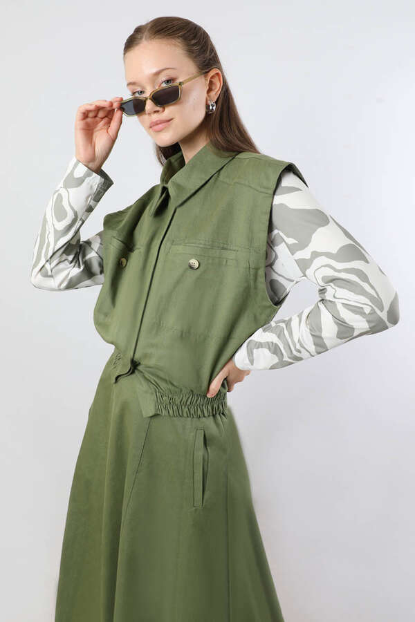 Lastikli Yelek Etek Takım Haki - 2