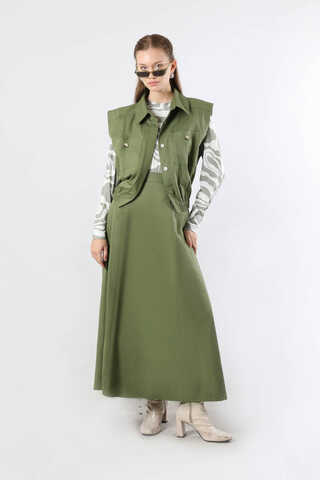 Lastikli Yelek Etek Takım Haki - 3