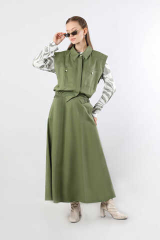 Lastikli Yelek Etek Takım Haki - 5