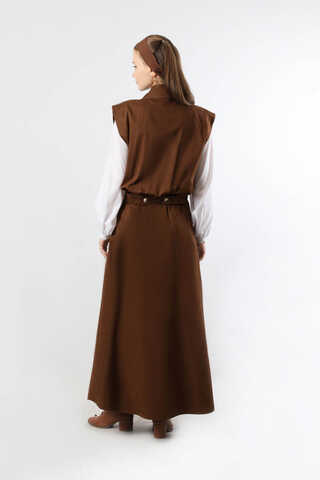 Lastikli Yelek Etek Takım Kahve - 6