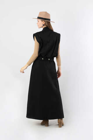 Lastikli Yelek Etek Takım Siyah - 6