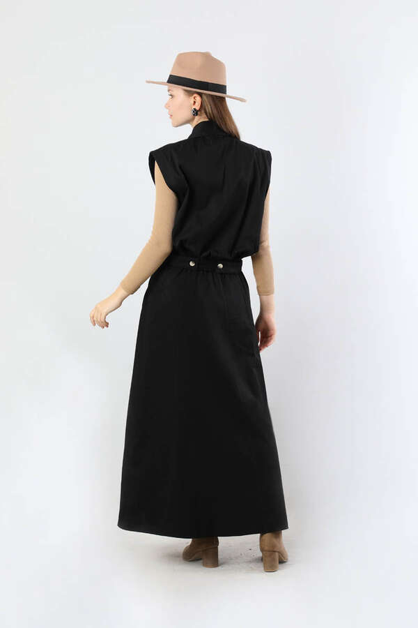 Lastikli Yelek Etek Takım Siyah - 6