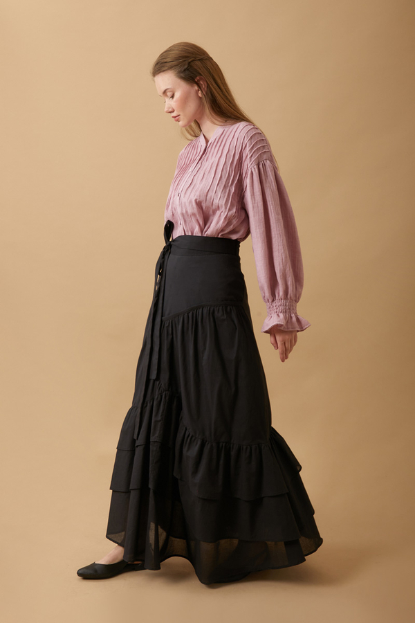 Layered Gathered Skirt Black (1)