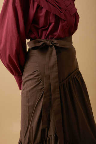 Layered Gathered Skirt Brown - 3