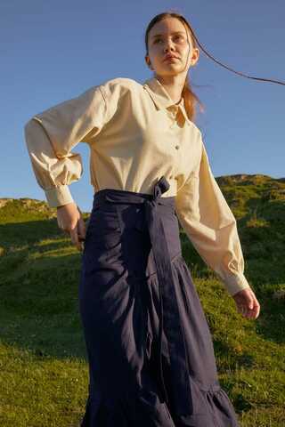 Layered Gathered Skirt Navy Blue - 8