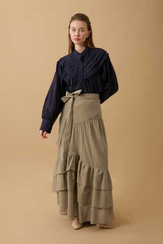 Layered Gathered Skirt Stone - 5