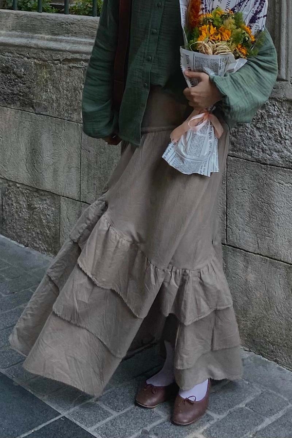 Layered Gathered Skirt Stone (1)