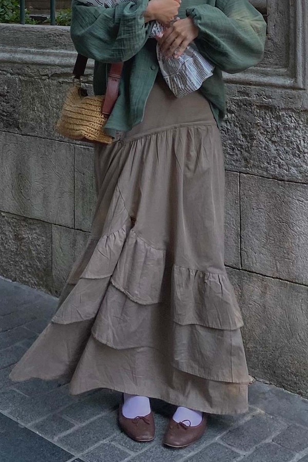 Layered Gathered Skirt Stone