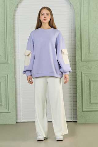 Lilac Oversize Sweat with Pocket on Sleeves - 1