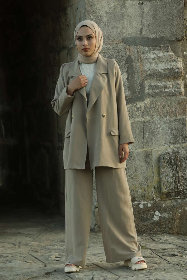 Linen Jacket Suit Beige - 1