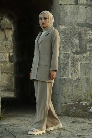 Linen Jacket Suit Beige - 3