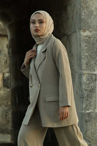 Linen Jacket Suit Beige - 4