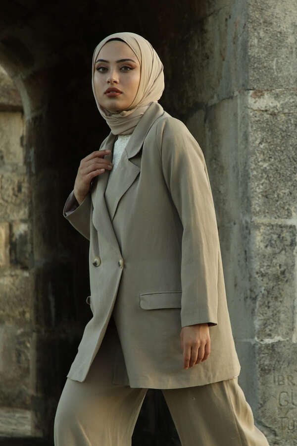 Linen Jacket Suit Beige - 4