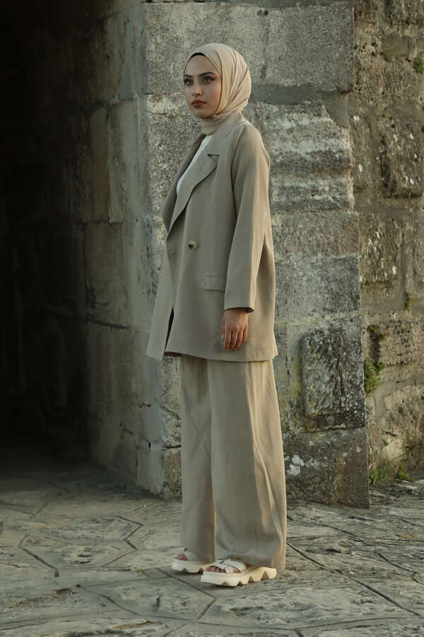 Linen Jacket Suit Beige - 5
