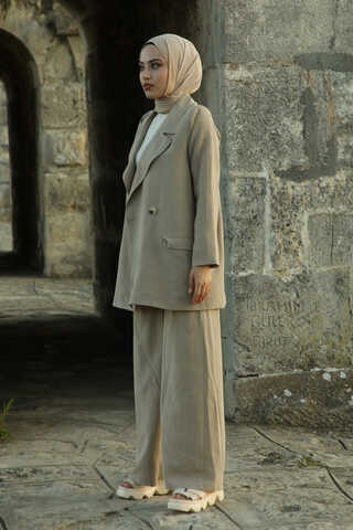 Linen Jacket Suit Beige - 6