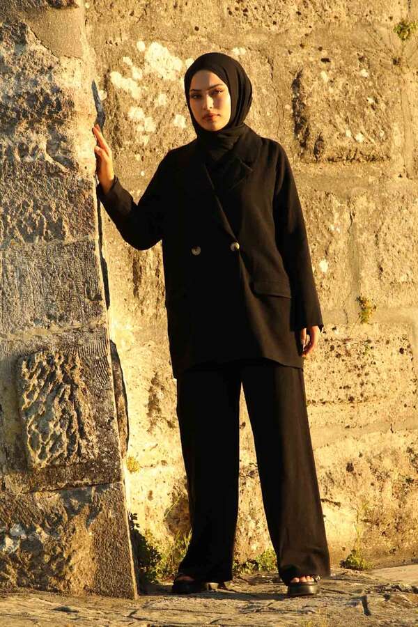 Linen Jacket Suit Black - 1