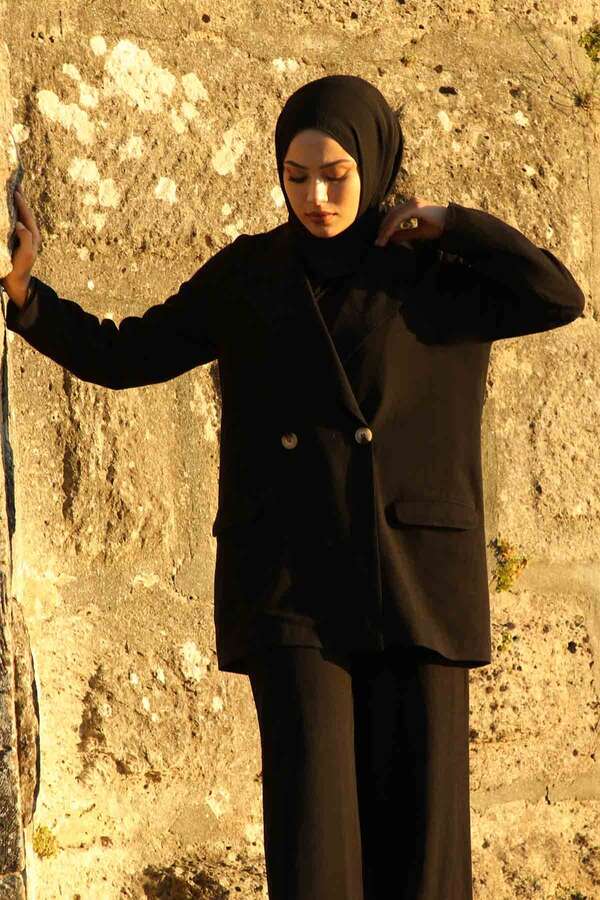 Linen Jacket Suit Black - 2