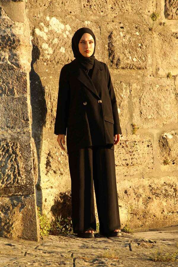 Linen Jacket Suit Black - 3