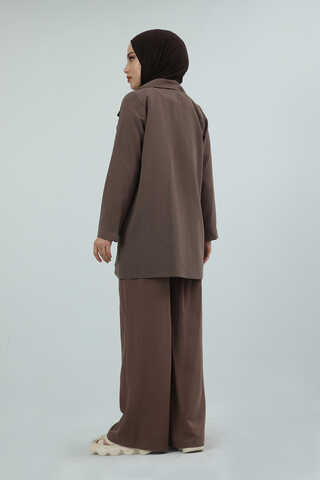 Linen Jacket Suit Brown - 3