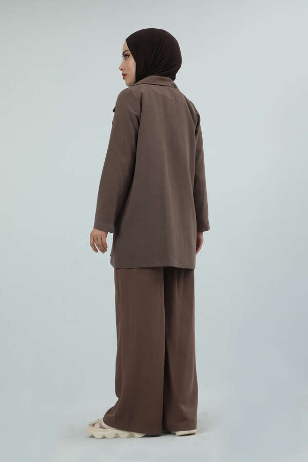 Linen Jacket Suit Brown - 3
