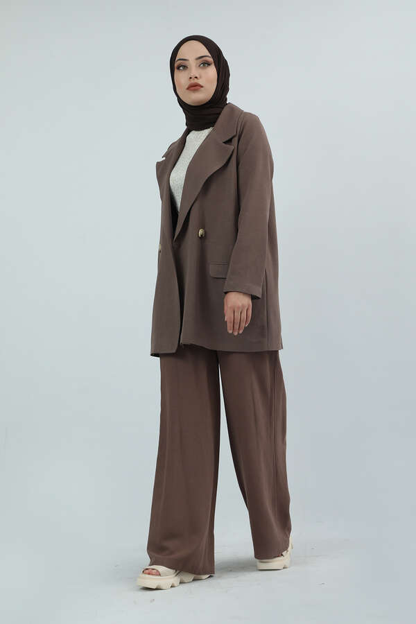 Linen Jacket Suit Brown - 1