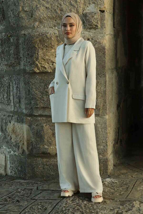 Linen Jacket Suit Cream - 1