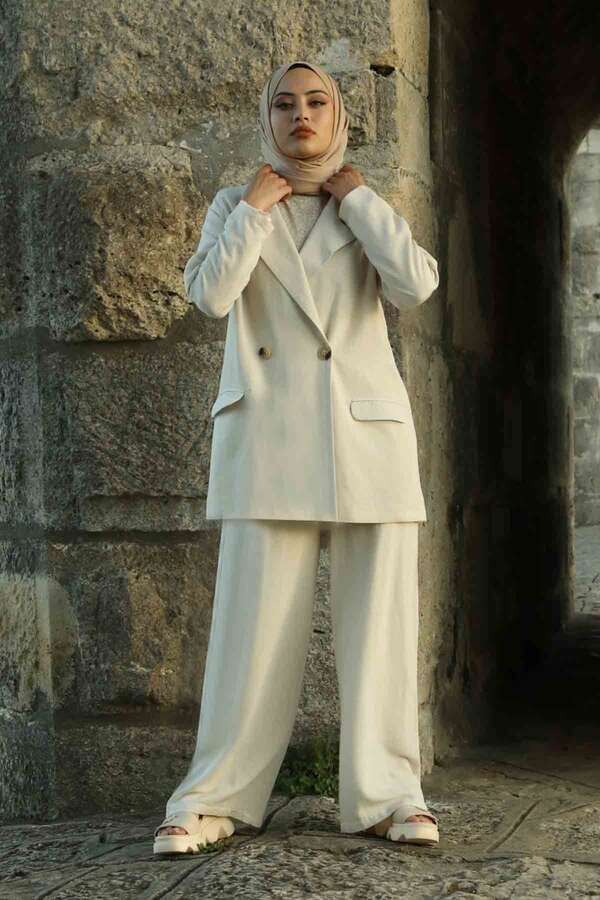 Linen Jacket Suit Cream - 2