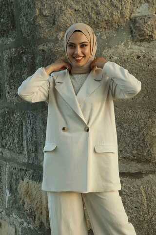 Linen Jacket Suit Cream - 3