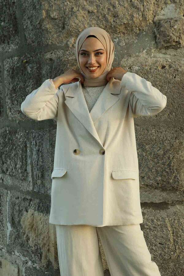 Linen Jacket Suit Cream - 3