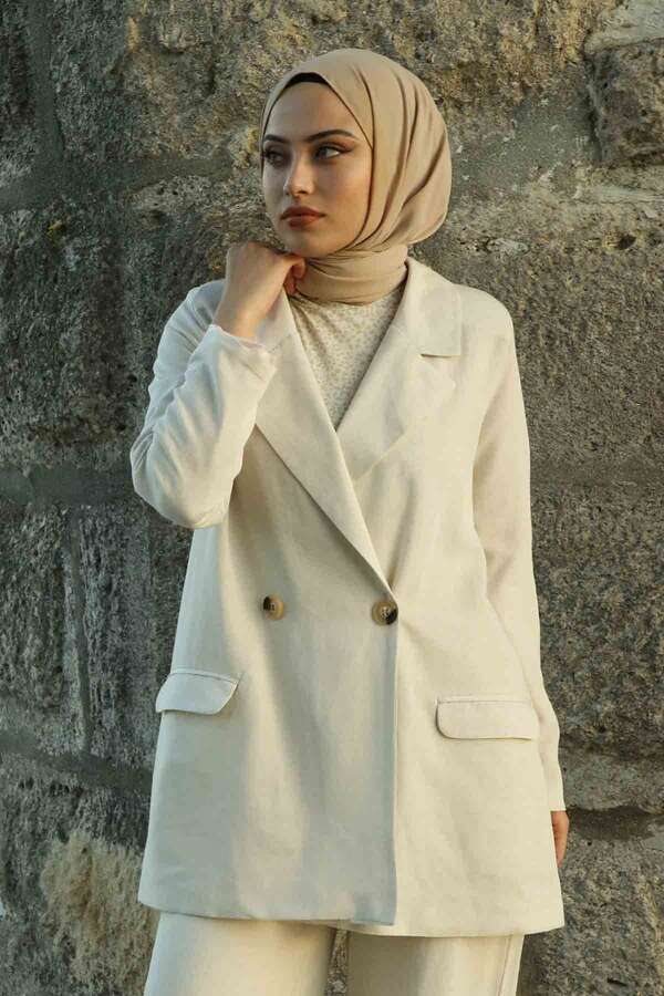 Linen Jacket Suit Cream - 4