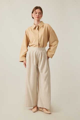 Linen Pleated Wide-Leg Pants Stone - 12