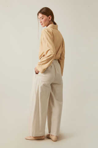 Linen Pleated Wide-Leg Pants Stone - 14
