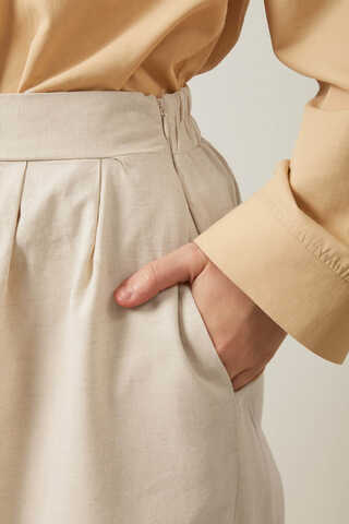 Linen Pleated Wide-Leg Pants Stone - 11