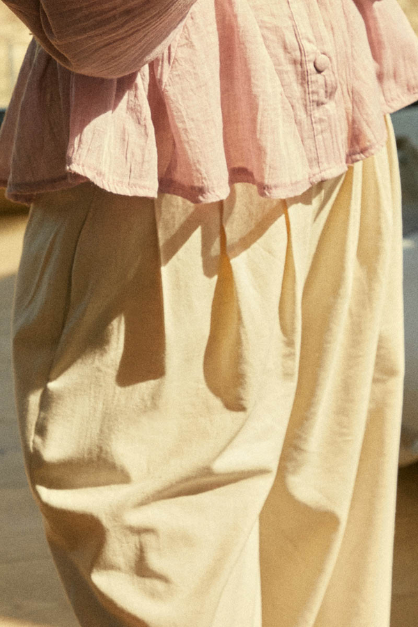 Linen Pleated Wide-Leg Pants Stone (1)
