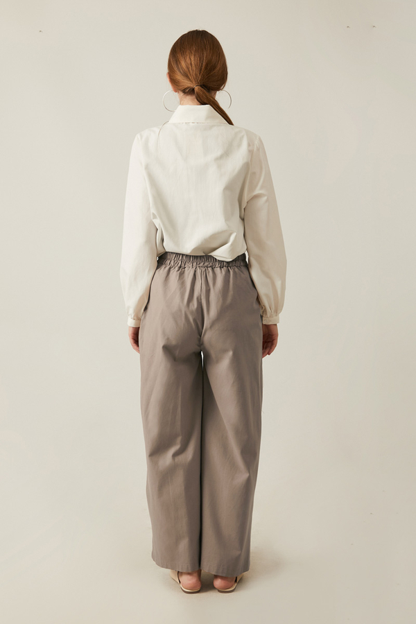 Linen Pleated Wide-Leg Pants Taupe - 16