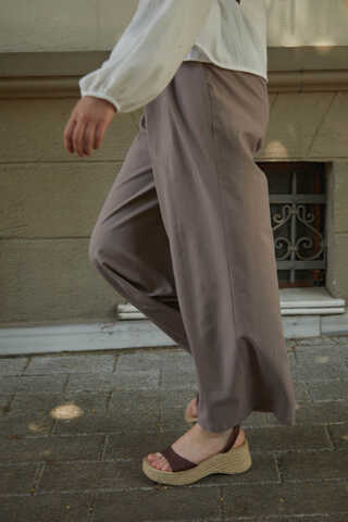 Linen Pleated Wide-Leg Pants Taupe - 7