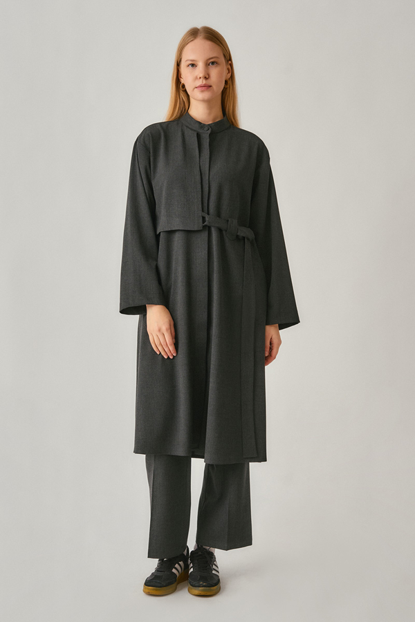 Long Hidden-Button Tunic Anthracite 