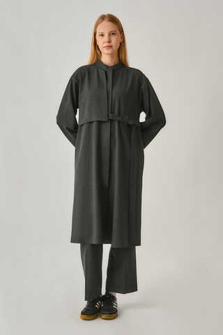 Long Hidden-Button Tunic Anthracite - 2