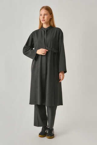 Long Hidden-Button Tunic Anthracite - 3