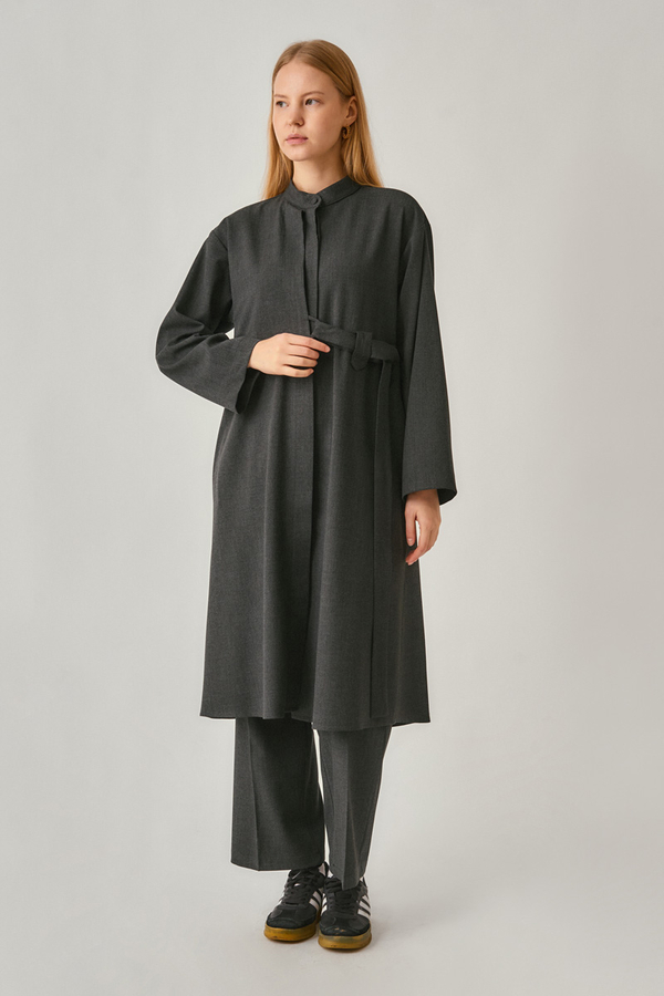 Long Hidden-Button Tunic Anthracite - 3