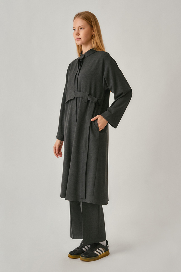 Long Hidden-Button Tunic Anthracite - 5