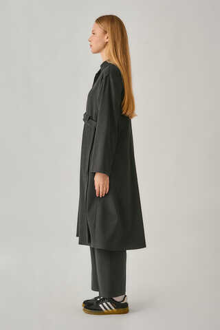 Long Hidden-Button Tunic Anthracite - 6
