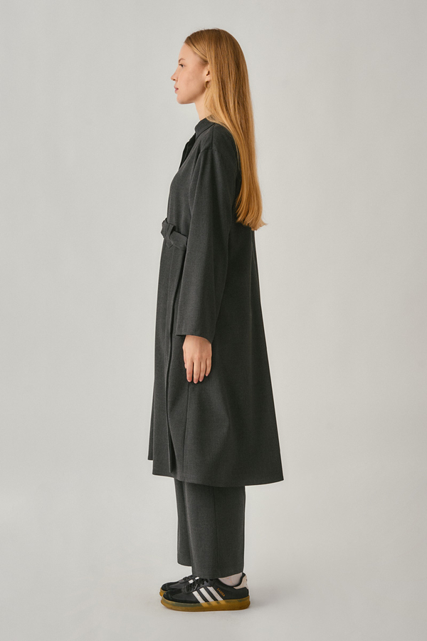 Long Hidden-Button Tunic Anthracite - 6