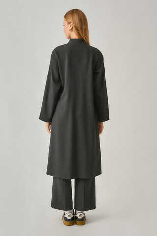 Long Hidden-Button Tunic Anthracite - 7