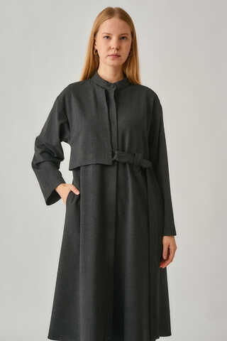 Long Hidden-Button Tunic Anthracite - 8