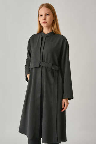 Long Hidden-Button Tunic Anthracite - 9