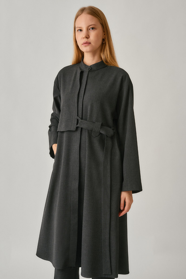 Long Hidden-Button Tunic Anthracite - 9